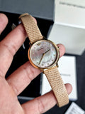 Emporio Armani Kappa Quartz Silver Dial Beige Leather Strap Watch For Women - AR11042 Authentic Buy Shop Now