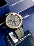 Tommy Hilfiger Mason Black Dial Black Rubber Strap Watch for Men - 1791792 Authentic Buy Shop Now