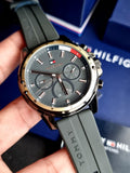Tommy Hilfiger Mason Black Dial Black Rubber Strap Watch for Men - 1791792 Authentic Buy Shop Now