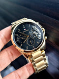 Tommy Hilfiger Baker Chronograph Black Dial Gold Steel Strap Watch for Men - 1710447 Authentic Buy Shop Now