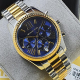Michael Kors Lexington Chronograph Blue Dial Two Tone Steel Strap Watch For Women - MK7218 Authentic Buy Shop Now