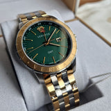 Versace Univers Quartz Green Dial Two Tone Steel Strap Watch for Men - VEBK00718 Authentic Buy Shop Now