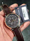 Tommy Hilfiger Shawn Multifunction Grey Dial Brown Leather Strap Watch for Men - 1791615 Authentic Buy Shop Now