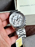 Michael Kors Brecken Chronograph Silver Dial Silver Steel Strap Watch For Women - MK8562 Authentic Buy Shop Now