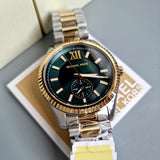 Michael Kors Lexington Quartz Green Dial Two Tone Steel Strap Watch For Men - MK9063 Authentic Buy Shop Now
