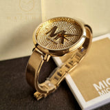 Michael Kors Parker Crystals Gold Dial Gold Steel Strap Watch For Women - MK4469 Authentic Buy Shop Now