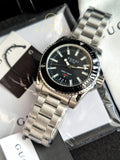 Gucci Dive Quartz Black Dial Silver Steel Strap Watch For Men - YA136301A Authentic Buy Shop Now