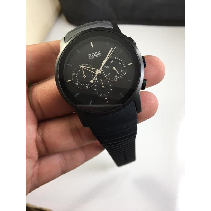 Hugo Boss Modern Black Dial Black Rubber Strap Watch for Men - 1512639 Authentic Buy Shop Now