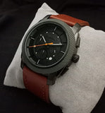 Fossil Machine Chronograph Black Dial Brown Leather Strap Watch for Men - FS5234 Authentic Buy Shop Now