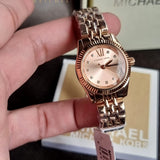 Michael Kors Lexington Three Hand Rose Gold Dial Rose Gold Steel Strap Watch For Women - MK4739 Authentic Buy Shop Now
