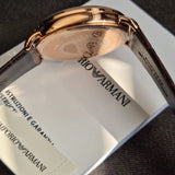 Emporio Armani Mia Three Hand Crystals Silver Dial Black Leather Strap Watch For Women - AR11631 Authentic Buy Shop Now