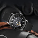 Emporio Armani Meccanico Skeleton Black Dial Black Leather Strap Watch For Men - AR60026 Authentic Buy Shop Now