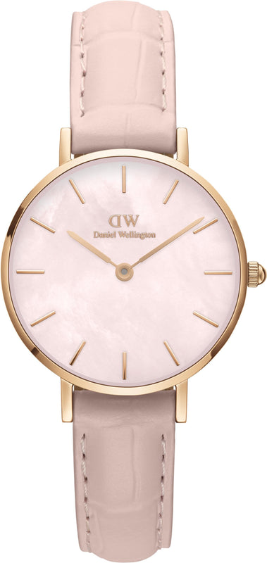 Daniel Wellington Petite Rouge Pink Dial Pink Leather Strap Watch For Women - DW00100511 Authentic Buy Shop Now