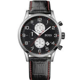 Hugo Boss Aeroliner Black Dial Black Leather Strap Watch for Men - 1512631 Authentic Buy Shop Now
