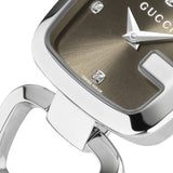 Gucci G Gucci Brown Dial Silver Steel Strap Watch For Women - YA125503 Authentic Buy Shop Now