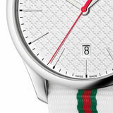 Gucci G Timeless Quartz White DIal White NATO Strap Watch For Men - YA126322 Authentic Buy Shop Now