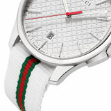 Gucci G Timeless Quartz White DIal White NATO Strap Watch For Men - YA126322 Authentic Buy Shop Now
