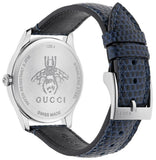 Gucci G-Timeless Signature Mother of Pearl Silver Dial Blue Leather Strap Watch For Women - YA1264049 Authentic Buy Shop Now