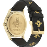 Gucci G Timeless Bee Motif Black Dial Black Leather Strap Watch For Women - YA1264055 Authentic Buy Shop Now