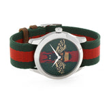 Gucci Le Marche des Merveilles Red & Green Dial Red & Green Nylon Strap Unisex Watch - YA1264060 Authentic Buy Shop Now