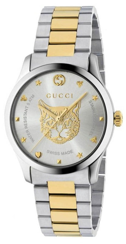 Gucci G Timeless Silver Dial Two Tone Steel Strap Watch For Women - YA1264074 Authentic Buy Shop Now