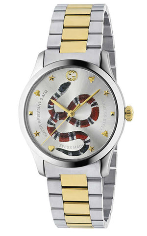 Gucci G Timeless Quartz Stainless Steel Silver Dial 27mm Watch For Women - YA126591 Authentic Buy Shop Now