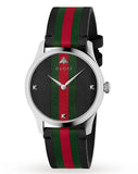 Gucci G Timeless Quartz Black Dial Multicolored Black Leather Strap Watch For Men - YA1264079 Authentic Buy Shop Now