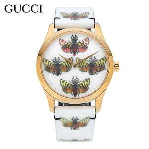 Gucci G Timeless Quartz White Dial White Leather Strap Watch For Women - YA1264109 Authentic Buy Shop Now