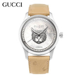 Gucci G Timeless Automatic Mother of Pearl Dial Brown Leather Strap Watch For Women - YA1264112 Authentic Buy Shop Now
