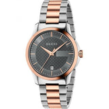 Gucci G Timeless Grey Dial Two Tone Steel Strap Watch For Men - YA126446 Authentic Buy Shop Now