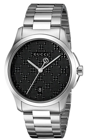 Gucci G Timeless Black Dial Silver Steel Strap Watch For Men - YA126460 Authentic Buy Shop Now