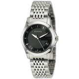 Gucci G Timeless Black Dial Silver Steel Strap Watch For Women - YA126502 Authentic Buy Shop Now