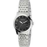 Gucci G Timeless Black Dial Silver Steel Strap Watch For Women - YA126502 Authentic Buy Shop Now