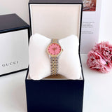 Gucci G Timeless Quartz Pink Dial Two Tone Steel Strap Watch For Women - YA1265030 Authentic Buy Shop Now