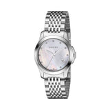 Gucci G Timeless Diamonds Mother of Pearl Dial Silver Steel Strap Watch For Women - YA126504 Authentic Buy Shop Now