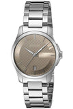 Gucci G Timeless Brown Dial Silver Steel Strap Watch For Women - YA126526 Authentic Buy Shop Now