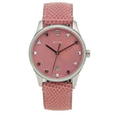 Gucci G-Timeless Pink Mother of Pearl Dial Pink Leather Strap Watch For Women - YA126586 Authentic Buy Shop Now