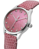 Gucci G-Timeless Pink Mother of Pearl Dial Pink Leather Strap Watch For Women - YA126586 Authentic Buy Shop Now