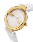 Gucci G Interlocking White Dial White Leather Strap Watch For Women - YA133327 Authentic Buy Shop Now