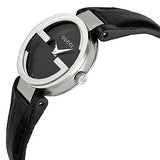Gucci G Interlocking Black Dial Black Leather Strap Watch For Women - YA133501 Authentic Buy Shop Now