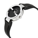 Gucci G Interlocking Black Dial Black Leather Strap Watch For Women - YA133501 Authentic Buy Shop Now