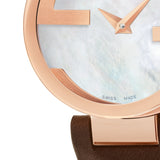 Gucci G Interlocking Mother of Pearl Dial Brown Leather Strap Watch For Women - YA133516 Authentic Buy Shop Now