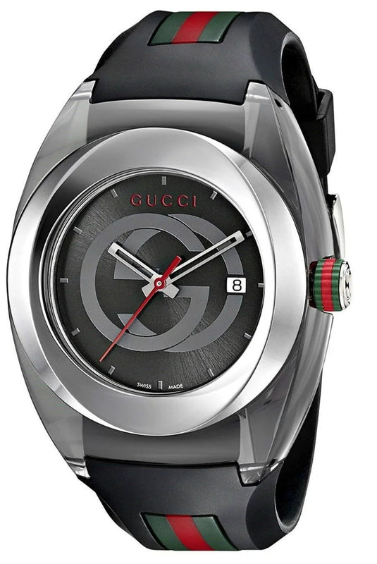 Gucci Sync XXL Quartz Black Dial Black Rubber Strap Watch For Men - YA137101 Authentic Buy Shop Now