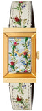 Gucci G-Frame Floral Mother of Pearl Dial White Leather Strap Watch For Women - YA147407 Authentic Buy Shop Now