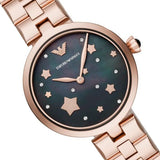 Emporio Armani Arianna Black Dial Rose Gold Stainless Steel Watch For Women - AR11197 Authentic Buy Shop Now