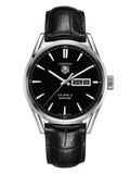 Tag Heuer Carrera Automatic Black Dial Black Leather Strap Watch for Men - WAR201A.FC6266 Authentic Buy Shop Now