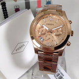 Fossil Boyfriend Multifunction Rose Gold Dial Rose Gold Steel Strap Watch for Women - ES3885 Authentic Buy Shop Now