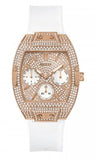 Guess Raven Diamonds Rose Gold Dial White Silicone Strap Watch for Women - GW0105L3 Authentic Buy Shop Now