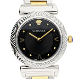 Versace V-Motif Black Dial Two Tone Steel Strap Watch for Women - VERE00518 Authentic Buy Shop Now