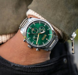 Hugo Boss Pioneer Green Dial Silver Steel Strap Watch for Men - 1513868 Authentic Buy Shop Now